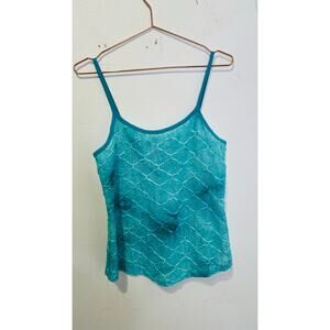 BKE Teal Two-Tone Metallic Threaded Clear Sequin Tank Top size Large